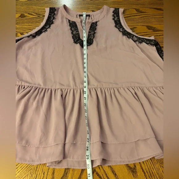 Lane Bryant Pink Sleeveless Shirt with Black Lace - Picture 4 of 8